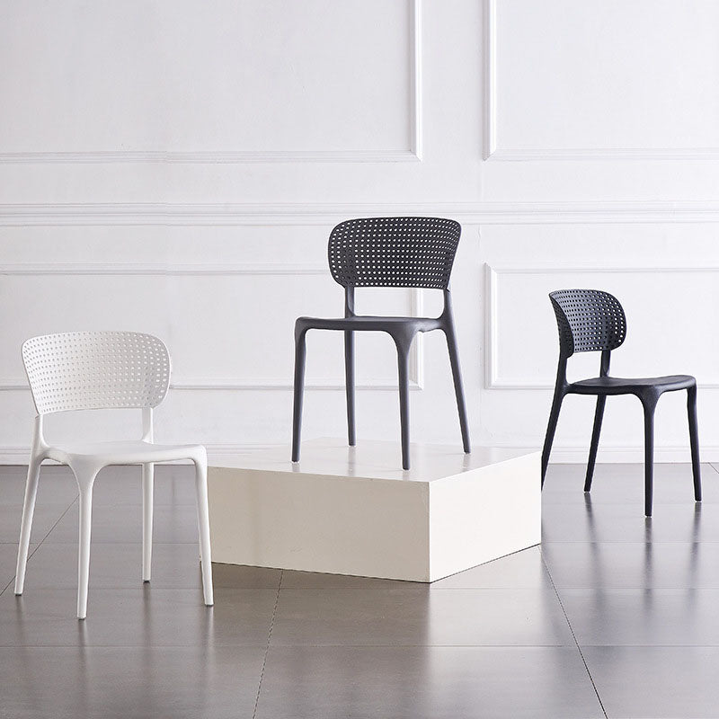 Colorful Plastic Dining Armless Chairs Nordic Style Open Back Side Chair Clearhalo ' kitchen&dining_furn' 'Dining Chairs' 'Dining Tables & Seating' 'dining_chair' 'furn' 'furn_dining_chair' 'Furniture' 'furniture_dining_chair' 'Kitchen & Dining Furniture' 'kitchen' 4655681