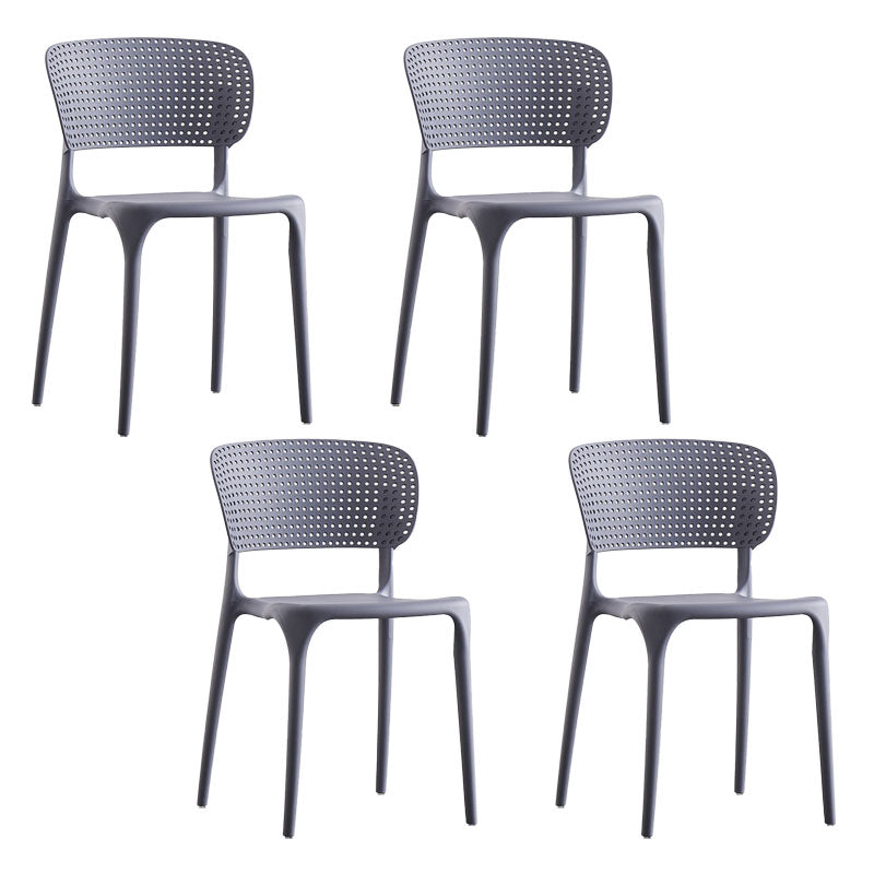 Colorful Plastic Dining Armless Chairs Nordic Style Open Back Side Chair Grey 4 Piece Set Clearhalo ' kitchen&dining_furn' 'Dining Chairs' 'Dining Tables & Seating' 'dining_chair' 'furn' 'furn_dining_chair' 'Furniture' 'furniture_dining_chair' 'Kitchen & Dining Furniture' 'kitchen' 4655682