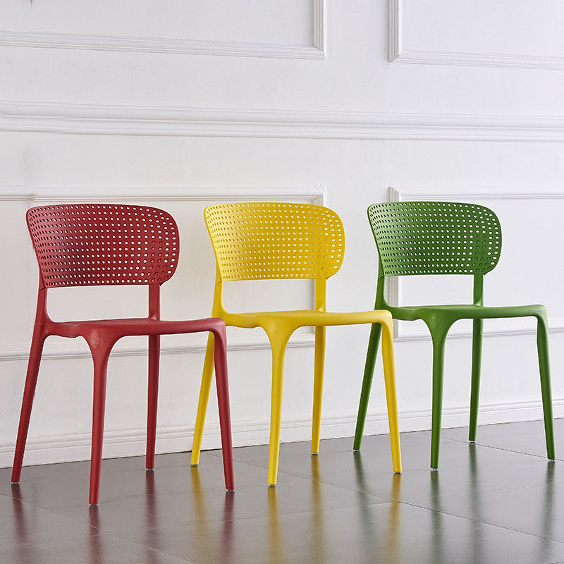 Colorful Plastic Dining Armless Chairs Nordic Style Open Back Side Chair Clearhalo ' kitchen&dining_furn' 'Dining Chairs' 'Dining Tables & Seating' 'dining_chair' 'furn' 'furn_dining_chair' 'Furniture' 'furniture_dining_chair' 'Kitchen & Dining Furniture' 'kitchen' 4655683