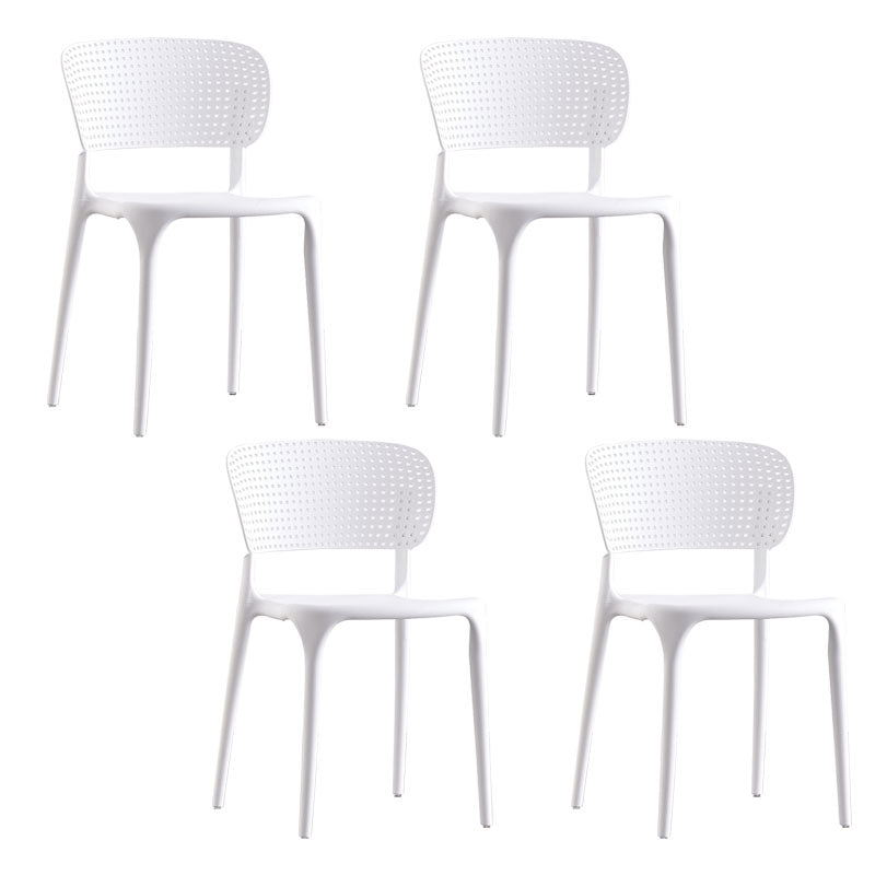 Colorful Plastic Dining Armless Chairs Nordic Style Open Back Side Chair White 4 Piece Set Clearhalo ' kitchen&dining_furn' 'Dining Chairs' 'Dining Tables & Seating' 'dining_chair' 'furn' 'furn_dining_chair' 'Furniture' 'furniture_dining_chair' 'Kitchen & Dining Furniture' 'kitchen' 4655684