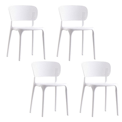 Colorful Plastic Dining Armless Chairs Nordic Style Open Back Side Chair White 4 Piece Set Clearhalo ' kitchen&dining_furn' 'Dining Chairs' 'Dining Tables & Seating' 'dining_chair' 'furn' 'furn_dining_chair' 'Furniture' 'furniture_dining_chair' 'Kitchen & Dining Furniture' 'kitchen' 4655684