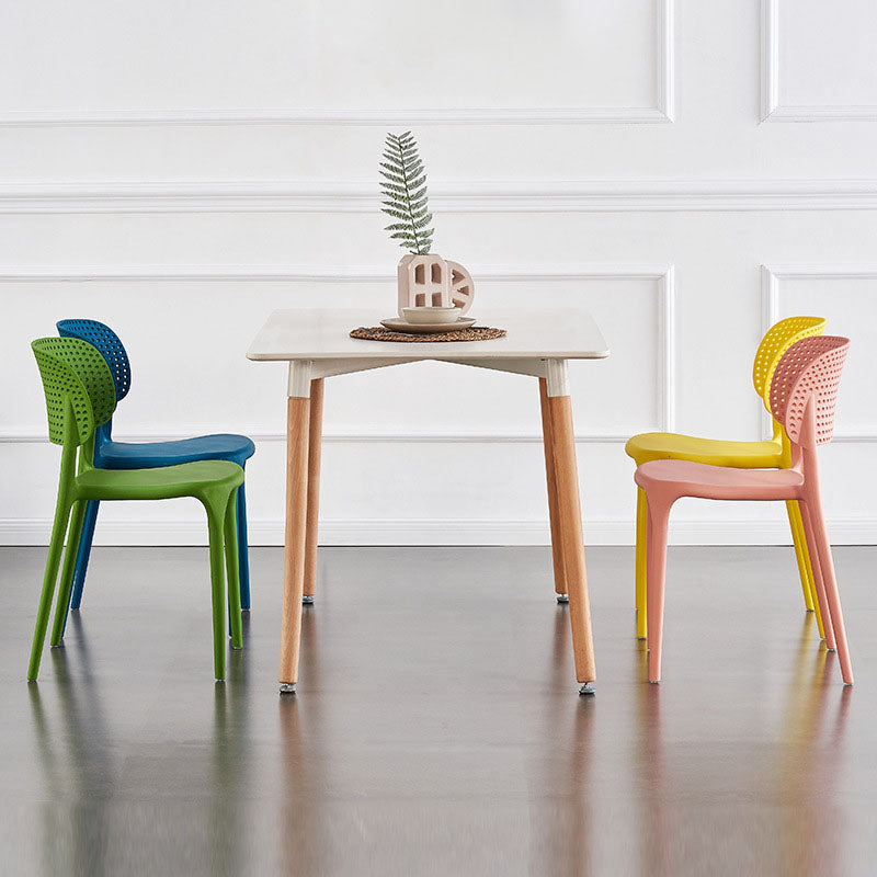 Colorful Plastic Dining Armless Chairs Nordic Style Open Back Side Chair Clearhalo ' kitchen&dining_furn' 'Dining Chairs' 'Dining Tables & Seating' 'dining_chair' 'furn' 'furn_dining_chair' 'Furniture' 'furniture_dining_chair' 'Kitchen & Dining Furniture' 'kitchen' 4655688