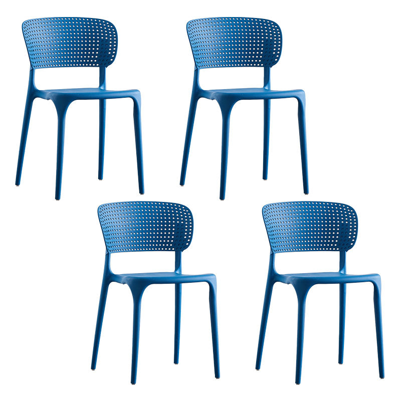Colorful Plastic Dining Armless Chairs Nordic Style Open Back Side Chair Blue 4 Piece Set Clearhalo ' kitchen&dining_furn' 'Dining Chairs' 'Dining Tables & Seating' 'dining_chair' 'furn' 'furn_dining_chair' 'Furniture' 'furniture_dining_chair' 'Kitchen & Dining Furniture' 'kitchen' 4655689