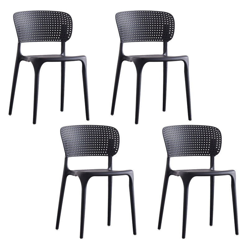 Colorful Plastic Dining Armless Chairs Nordic Style Open Back Side Chair Black 4 Piece Set Clearhalo ' kitchen&dining_furn' 'Dining Chairs' 'Dining Tables & Seating' 'dining_chair' 'furn' 'furn_dining_chair' 'Furniture' 'furniture_dining_chair' 'Kitchen & Dining Furniture' 'kitchen' 4655695