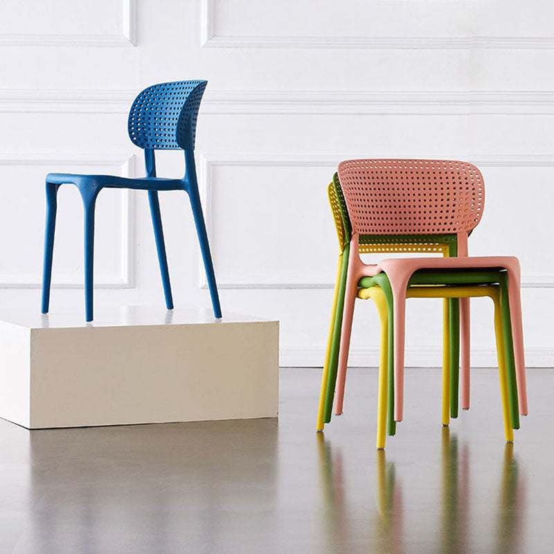 Colorful Plastic Dining Armless Chairs Nordic Style Open Back Side Chair Clearhalo ' kitchen&dining_furn' 'Dining Chairs' 'Dining Tables & Seating' 'dining_chair' 'furn' 'furn_dining_chair' 'Furniture' 'furniture_dining_chair' 'Kitchen & Dining Furniture' 'kitchen' 4655699