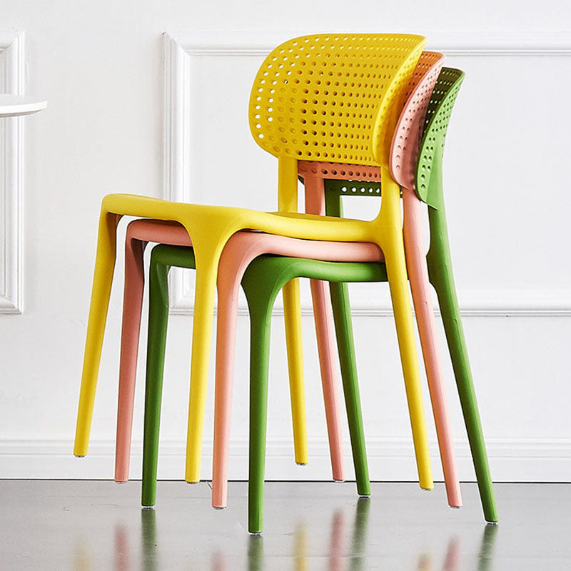 Colorful Plastic Dining Armless Chairs Nordic Style Open Back Side Chair Clearhalo ' kitchen&dining_furn' 'Dining Chairs' 'Dining Tables & Seating' 'dining_chair' 'furn' 'furn_dining_chair' 'Furniture' 'furniture_dining_chair' 'Kitchen & Dining Furniture' 'kitchen' 4655700