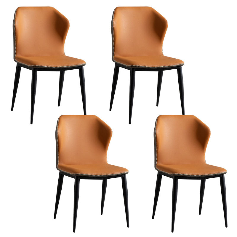 Industrial Faux Leather Dining Chairs Wingback Parsons Chair for Kitchen Orange 4 Piece Set Clearhalo ' kitchen&dining_furn' 'Dining Chairs' 'Dining Tables & Seating' 'dining_chair' 'furn' 'furn_dining_chair' 'Furniture' 'furniture_dining_chair' 'Kitchen & Dining Furniture' 'kitchen' 4655705