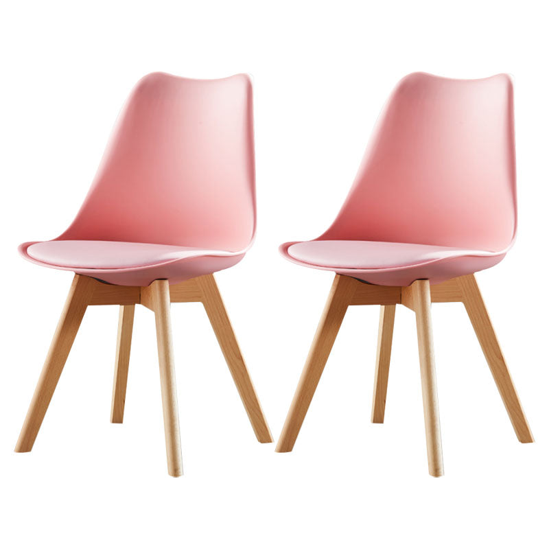 Modern Beech Solid Back Side Chair Matte Finish Upholstered Dining Chair Nude Pink Set of 2 Clearhalo ' kitchen&dining_furn' 'Dining Chairs' 'Dining Tables & Seating' 'dining_chair' 'Furniture' 'furniture_dining_chair' 'Kitchen & Dining Furniture' 'kitchen' 4655725