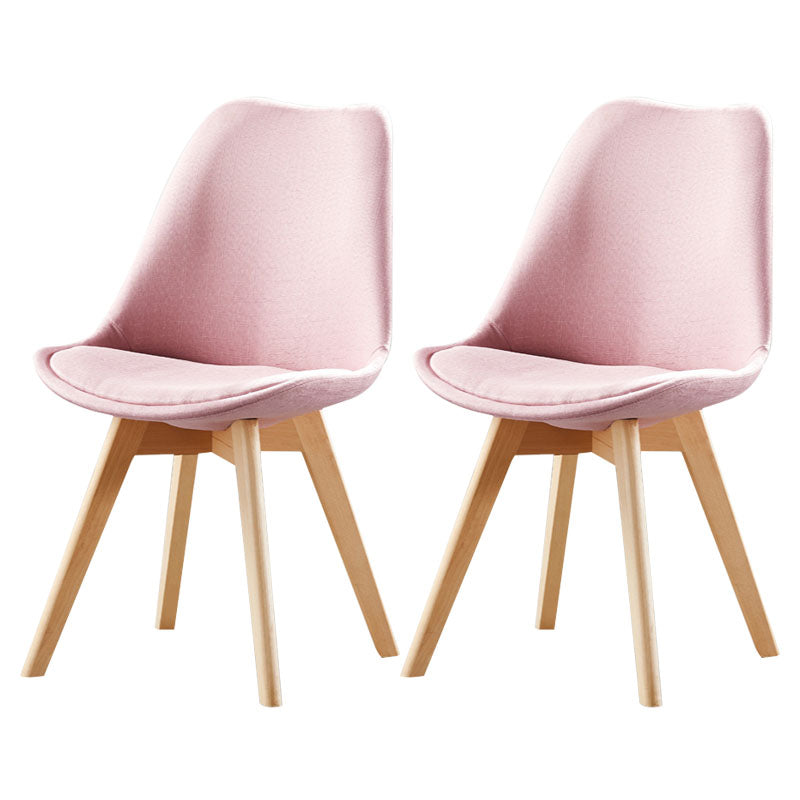 Modern Beech Solid Back Side Chair Matte Finish Upholstered Dining Chair Pink Set of 2 Clearhalo ' kitchen&dining_furn' 'Dining Chairs' 'Dining Tables & Seating' 'dining_chair' 'Furniture' 'furniture_dining_chair' 'Kitchen & Dining Furniture' 'kitchen' 4655732