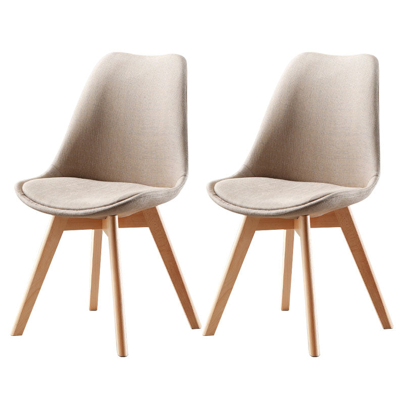 Modern Beech Solid Back Side Chair Matte Finish Upholstered Dining Chair Beige-Yellow Set of 2 Clearhalo ' kitchen&dining_furn' 'Dining Chairs' 'Dining Tables & Seating' 'dining_chair' 'Furniture' 'furniture_dining_chair' 'Kitchen & Dining Furniture' 'kitchen' 4655734