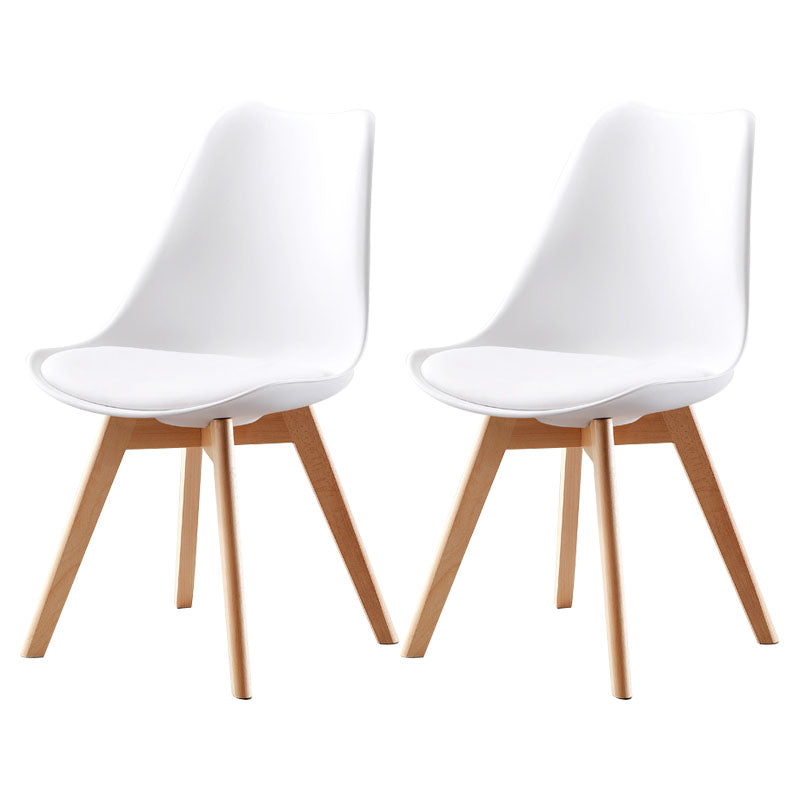 Modern Beech Solid Back Side Chair Matte Finish Upholstered Dining Chair White Set of 2 Clearhalo ' kitchen&dining_furn' 'Dining Chairs' 'Dining Tables & Seating' 'dining_chair' 'Furniture' 'furniture_dining_chair' 'Kitchen & Dining Furniture' 'kitchen' 4655740