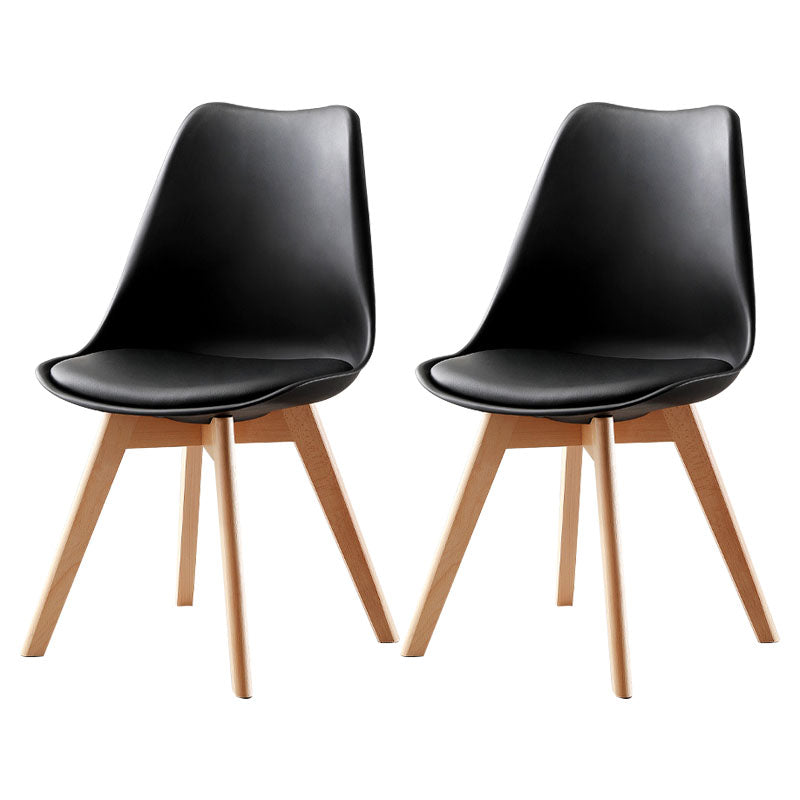 Modern Beech Solid Back Side Chair Matte Finish Upholstered Dining Chair Black Set of 2 Clearhalo ' kitchen&dining_furn' 'Dining Chairs' 'Dining Tables & Seating' 'dining_chair' 'Furniture' 'furniture_dining_chair' 'Kitchen & Dining Furniture' 'kitchen' 4655744