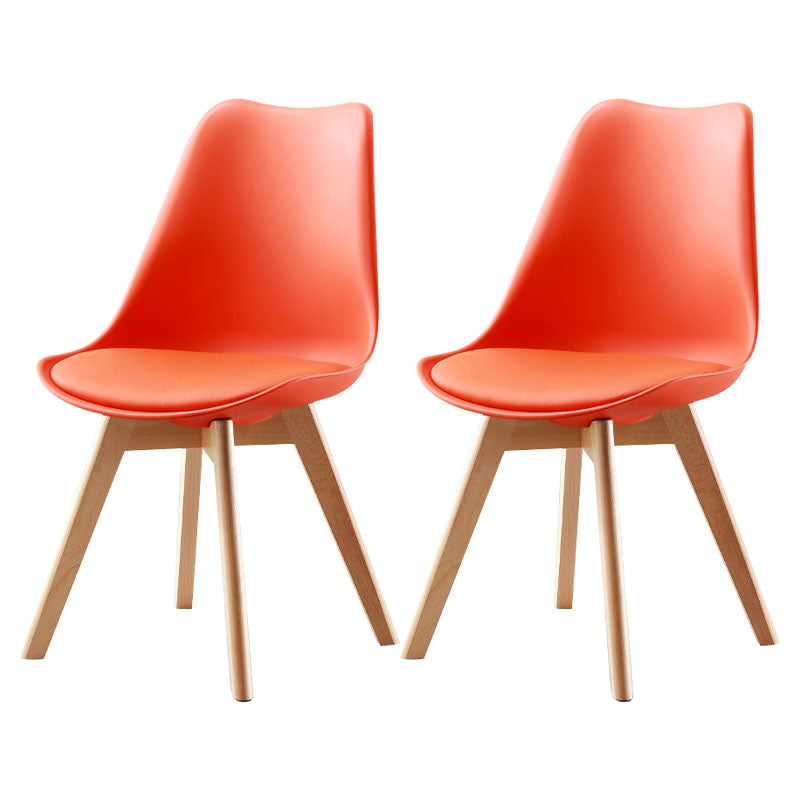 Modern Beech Solid Back Side Chair Matte Finish Upholstered Dining Chair Orange Set of 2 Clearhalo ' kitchen&dining_furn' 'Dining Chairs' 'Dining Tables & Seating' 'dining_chair' 'Furniture' 'furniture_dining_chair' 'Kitchen & Dining Furniture' 'kitchen' 4655745