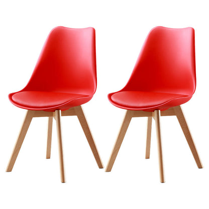 Modern Beech Solid Back Side Chair Matte Finish Upholstered Dining Chair Red Set of 2 Clearhalo ' kitchen&dining_furn' 'Dining Chairs' 'Dining Tables & Seating' 'dining_chair' 'Furniture' 'furniture_dining_chair' 'Kitchen & Dining Furniture' 'kitchen' 4655746