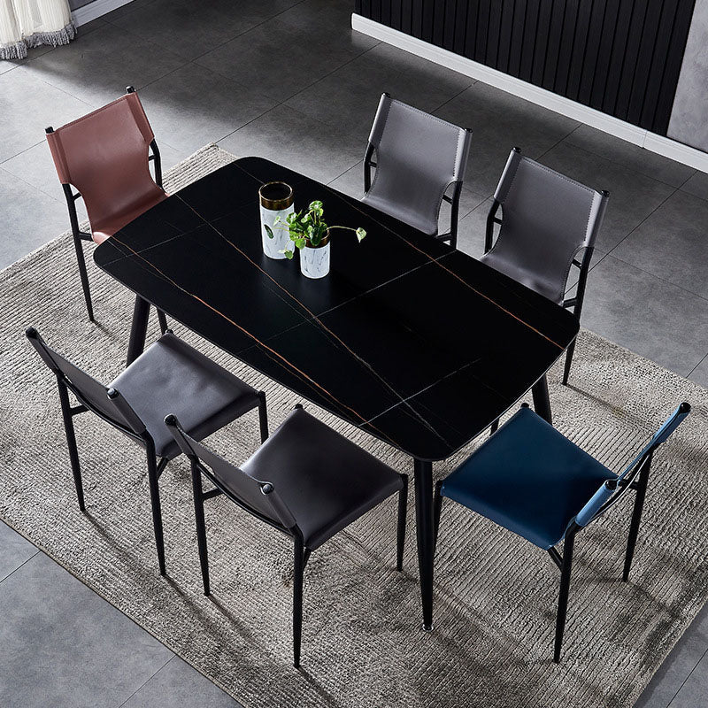 Industrial Style Armless Solid Back Chair for Kitchen Leather Dining Side Chair Clearhalo ' kitchen&dining_furn' 'Dining Chairs' 'Dining Tables & Seating' 'dining_chair' 'furn' 'furn_dining_chair' 'Furniture' 'furniture_dining_chair' 'Kitchen & Dining Furniture' 'kitchen' 4655822