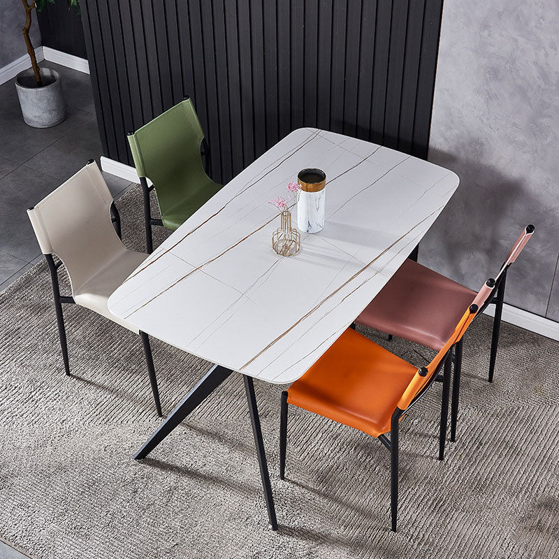 Industrial Style Armless Solid Back Chair for Kitchen Leather Dining Side Chair Clearhalo ' kitchen&dining_furn' 'Dining Chairs' 'Dining Tables & Seating' 'dining_chair' 'furn' 'furn_dining_chair' 'Furniture' 'furniture_dining_chair' 'Kitchen & Dining Furniture' 'kitchen' 4655824