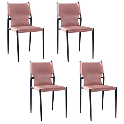 Industrial Style Armless Solid Back Chair for Kitchen Leather Dining Side Chair Pink Clearhalo ' kitchen&dining_furn' 'Dining Chairs' 'Dining Tables & Seating' 'dining_chair' 'furn' 'furn_dining_chair' 'Furniture' 'furniture_dining_chair' 'Kitchen & Dining Furniture' 'kitchen' 4655833