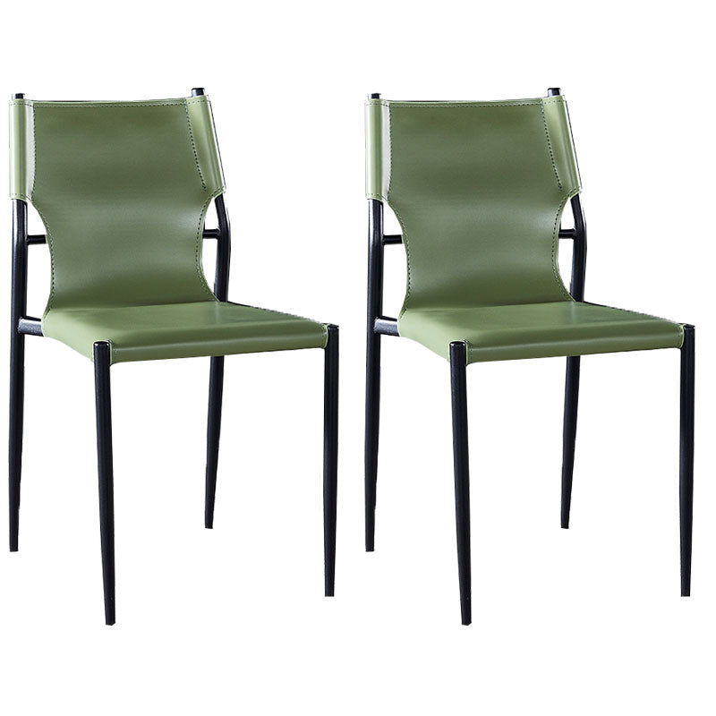 Industrial Style Armless Solid Back Chair for Kitchen Leather Dining Side Chair Green 2 Piece Set Clearhalo ' kitchen&dining_furn' 'Dining Chairs' 'Dining Tables & Seating' 'dining_chair' 'furn' 'furn_dining_chair' 'Furniture' 'furniture_dining_chair' 'Kitchen & Dining Furniture' 'kitchen' 4655835