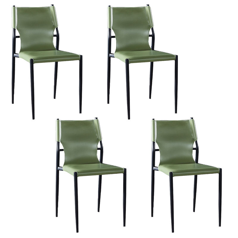 Industrial Style Armless Solid Back Chair for Kitchen Leather Dining Side Chair Green 4 Piece Set Clearhalo ' kitchen&dining_furn' 'Dining Chairs' 'Dining Tables & Seating' 'dining_chair' 'furn' 'furn_dining_chair' 'Furniture' 'furniture_dining_chair' 'Kitchen & Dining Furniture' 'kitchen' 4655837