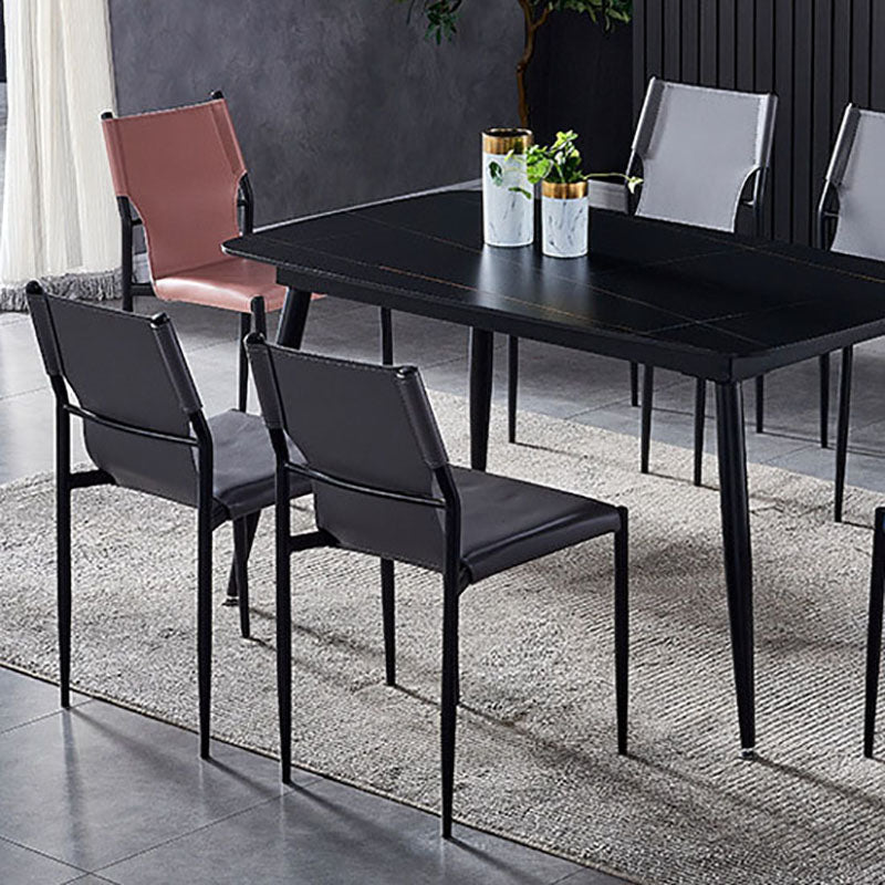 Industrial Style Armless Solid Back Chair for Kitchen Leather Dining Side Chair Clearhalo ' kitchen&dining_furn' 'Dining Chairs' 'Dining Tables & Seating' 'dining_chair' 'furn' 'furn_dining_chair' 'Furniture' 'furniture_dining_chair' 'Kitchen & Dining Furniture' 'kitchen' 4655838