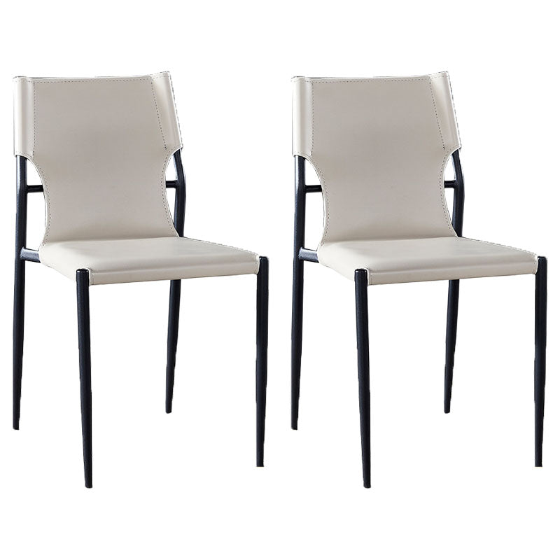 Industrial Style Armless Solid Back Chair for Kitchen Leather Dining Side Chair Beige 2 Piece Set Clearhalo ' kitchen&dining_furn' 'Dining Chairs' 'Dining Tables & Seating' 'dining_chair' 'furn' 'furn_dining_chair' 'Furniture' 'furniture_dining_chair' 'Kitchen & Dining Furniture' 'kitchen' 4655839