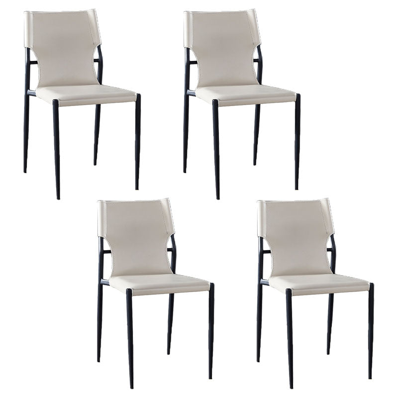 Industrial Style Armless Solid Back Chair for Kitchen Leather Dining Side Chair Beige 4 Piece Set Clearhalo ' kitchen&dining_furn' 'Dining Chairs' 'Dining Tables & Seating' 'dining_chair' 'furn' 'furn_dining_chair' 'Furniture' 'furniture_dining_chair' 'Kitchen & Dining Furniture' 'kitchen' 4655841