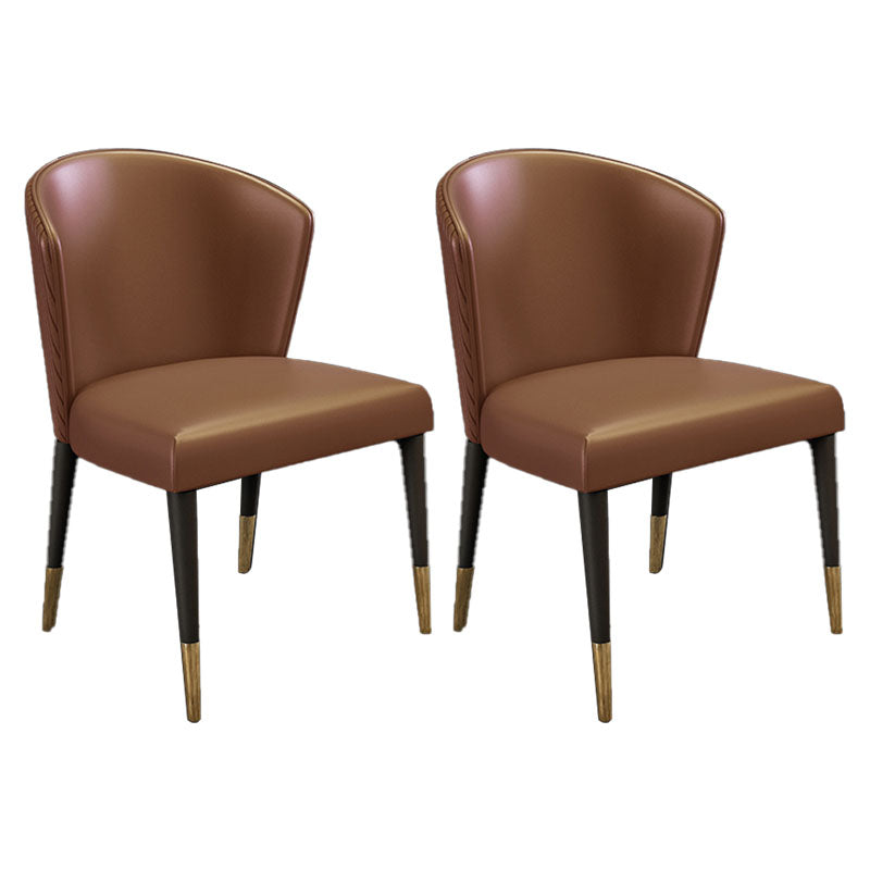 Modern Hotel Wingback Side Chair Matte Finish Upholstered Dining Chair Brown 2 Piece Set Clearhalo ' kitchen&dining_furn' 'Dining Chairs' 'Dining Tables & Seating' 'dining_chair' 'furn' 'furn_dining_chair' 'Furniture' 'furniture_dining_chair' 'Kitchen & Dining Furniture' 'kitchen' 4655846