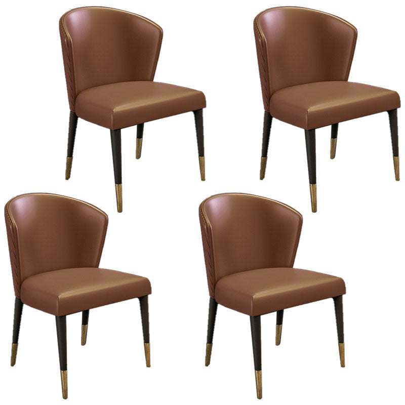 Modern Hotel Wingback Side Chair Matte Finish Upholstered Dining Chair Brown 4 Piece Set Clearhalo ' kitchen&dining_furn' 'Dining Chairs' 'Dining Tables & Seating' 'dining_chair' 'furn' 'furn_dining_chair' 'Furniture' 'furniture_dining_chair' 'Kitchen & Dining Furniture' 'kitchen' 4655848