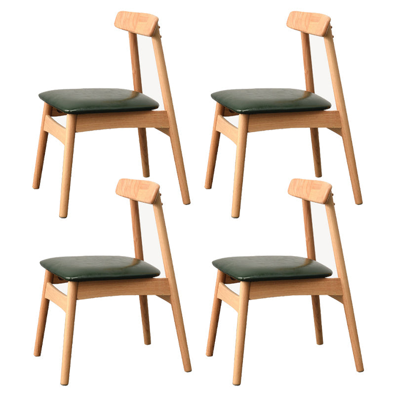 Industrial Wood Dining Kitchen Room Side Chair Open Back Chair Blackish Green 4 Piece Set Natural Wood Clearhalo ' kitchen&dining_furn' 'Dining Chairs' 'Dining Tables & Seating' 'dining_chair' 'furn' 'furn_dining_chair' 'Furniture' 'furniture_dining_chair' 'Kitchen & Dining Furniture' 'kitchen' 4655888