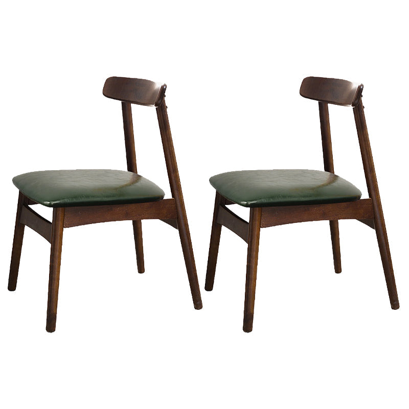 Industrial Wood Dining Kitchen Room Side Chair Open Back Chair Blackish Green 2 Piece Set Walnut Clearhalo ' kitchen&dining_furn' 'Dining Chairs' 'Dining Tables & Seating' 'dining_chair' 'furn' 'furn_dining_chair' 'Furniture' 'furniture_dining_chair' 'Kitchen & Dining Furniture' 'kitchen' 4655895
