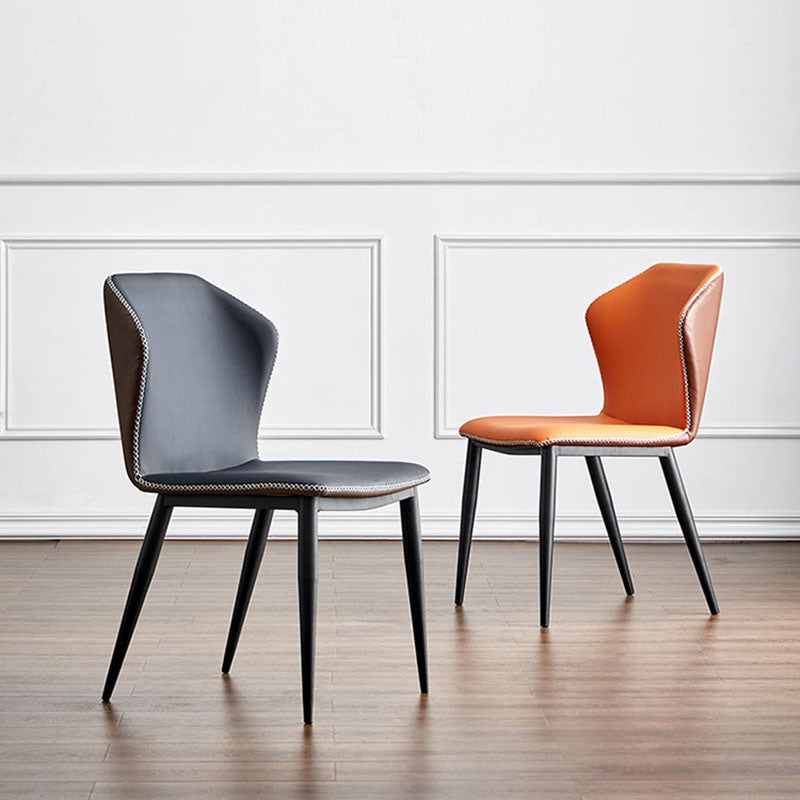 Industrial Armless Wingback Parsons Chair for Kitchen Faux Leather Dining Chairs Clearhalo ' kitchen&dining_furn' 'Dining Chairs' 'Dining Tables & Seating' 'dining_chair' 'furn' 'furn_dining_chair' 'Furniture' 'furniture_dining_chair' 'Kitchen & Dining Furniture' 'kitchen' 4655903