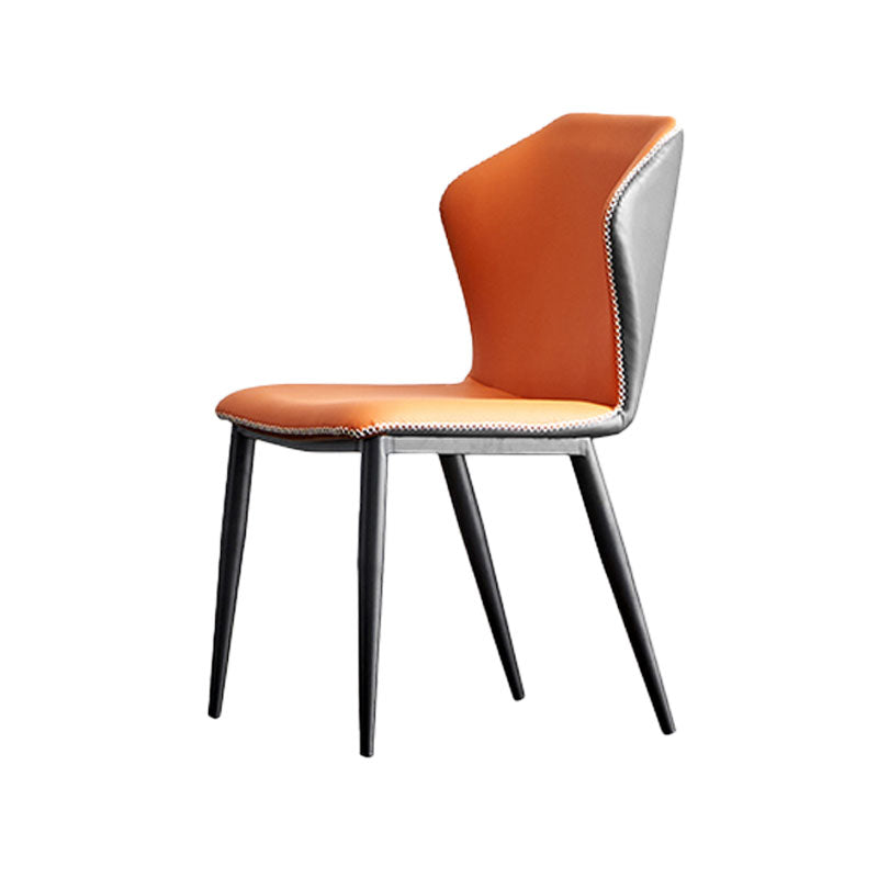 Industrial Armless Wingback Parsons Chair for Kitchen Faux Leather Dining Chairs Orange 1 Piece Clearhalo ' kitchen&dining_furn' 'Dining Chairs' 'Dining Tables & Seating' 'dining_chair' 'furn' 'furn_dining_chair' 'Furniture' 'furniture_dining_chair' 'Kitchen & Dining Furniture' 'kitchen' 4655904