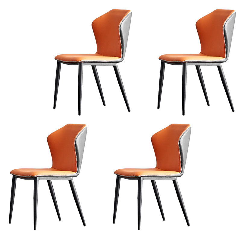 Industrial Armless Wingback Parsons Chair for Kitchen Faux Leather Dining Chairs Orange 4 Piece Set Clearhalo ' kitchen&dining_furn' 'Dining Chairs' 'Dining Tables & Seating' 'dining_chair' 'furn' 'furn_dining_chair' 'Furniture' 'furniture_dining_chair' 'Kitchen & Dining Furniture' 'kitchen' 4655909