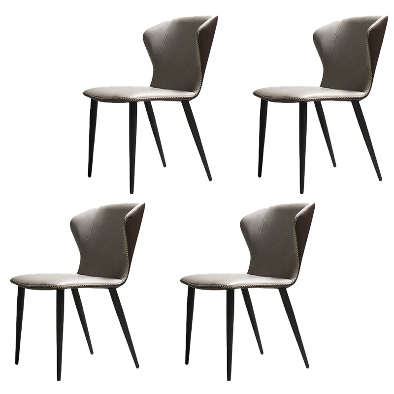 Industrial Armless Wingback Parsons Chair for Kitchen Faux Leather Dining Chairs Grey 4 Piece Set Clearhalo ' kitchen&dining_furn' 'Dining Chairs' 'Dining Tables & Seating' 'dining_chair' 'furn' 'furn_dining_chair' 'Furniture' 'furniture_dining_chair' 'Kitchen & Dining Furniture' 'kitchen' 4655915