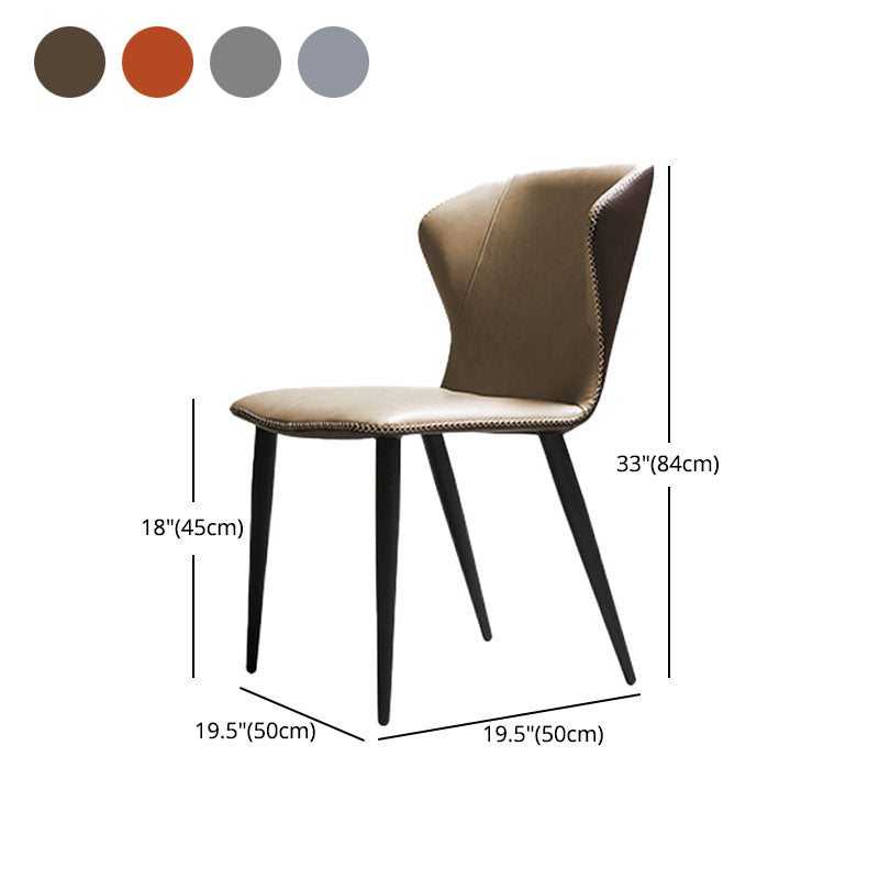 Industrial Armless Wingback Parsons Chair for Kitchen Faux Leather Dining Chairs Clearhalo ' kitchen&dining_furn' 'Dining Chairs' 'Dining Tables & Seating' 'dining_chair' 'furn' 'furn_dining_chair' 'Furniture' 'furniture_dining_chair' 'Kitchen & Dining Furniture' 'kitchen' 4655921