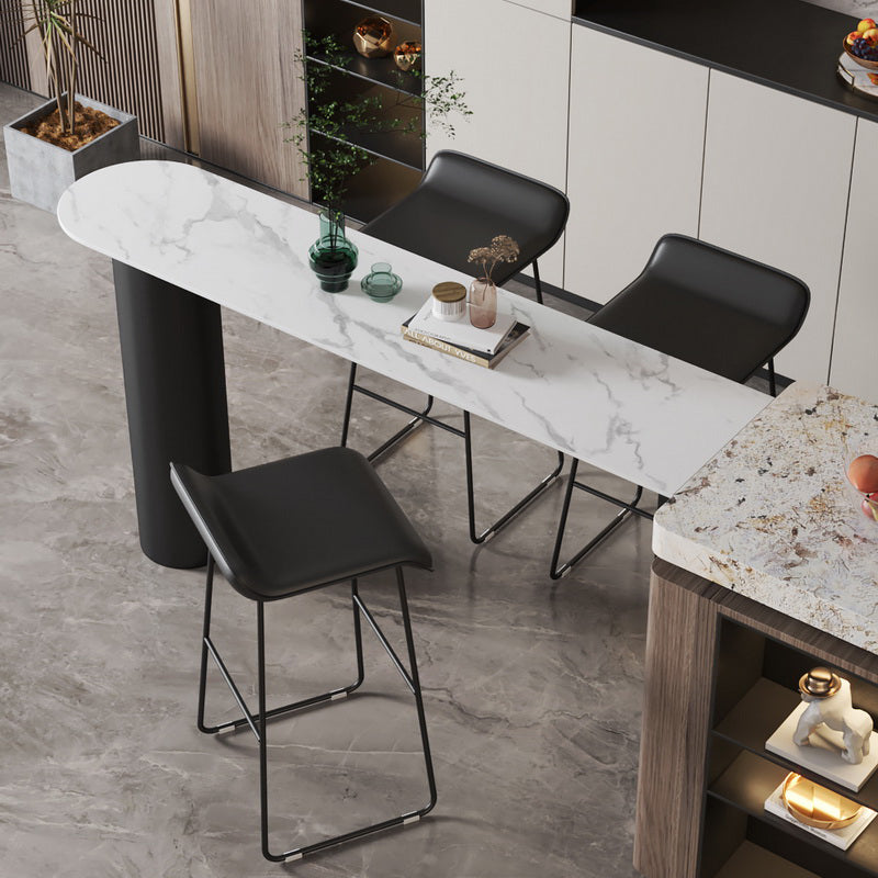 White Modern Style Table in Faux Marble and Metal Milk Tea Shop Bar Table Clearhalo 'Bar Furniture' 'Bar Tables' 'bar_tables' 'furn' 'furn_bar_tables' 'Furniture' 'furniture_bar_tables' 'Kitchen & Dining Furniture' 4655953