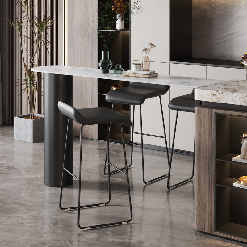White Modern Style Table in Faux Marble and Metal Milk Tea Shop Bar Table Clearhalo 'Bar Furniture' 'Bar Tables' 'bar_tables' 'furn' 'furn_bar_tables' 'Furniture' 'furniture_bar_tables' 'Kitchen & Dining Furniture' 4655954