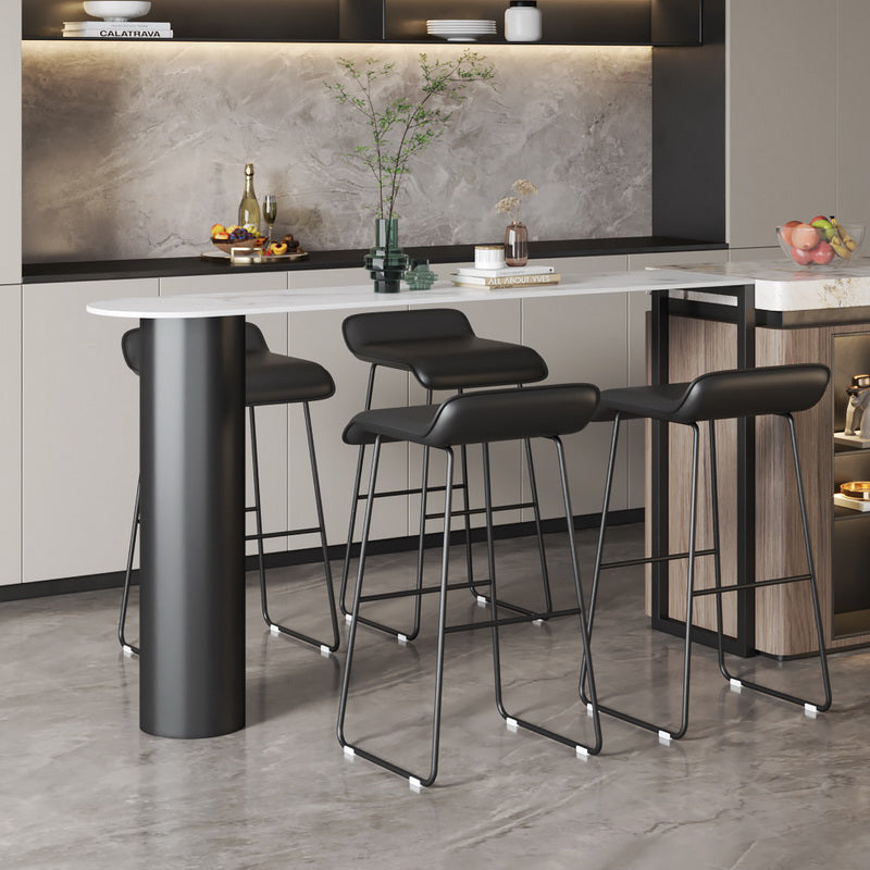 White Modern Style Table in Faux Marble and Metal Milk Tea Shop Bar Table Clearhalo 'Bar Furniture' 'Bar Tables' 'bar_tables' 'furn' 'furn_bar_tables' 'Furniture' 'furniture_bar_tables' 'Kitchen & Dining Furniture' 4655955