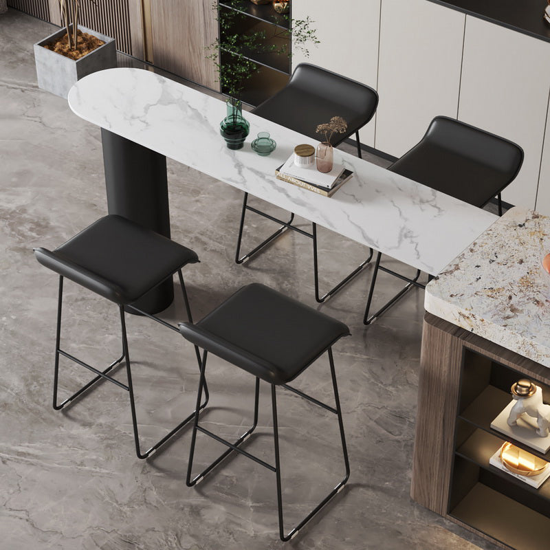 White Modern Style Table in Faux Marble and Metal Milk Tea Shop Bar Table Clearhalo 'Bar Furniture' 'Bar Tables' 'bar_tables' 'furn' 'furn_bar_tables' 'Furniture' 'furniture_bar_tables' 'Kitchen & Dining Furniture' 4655956