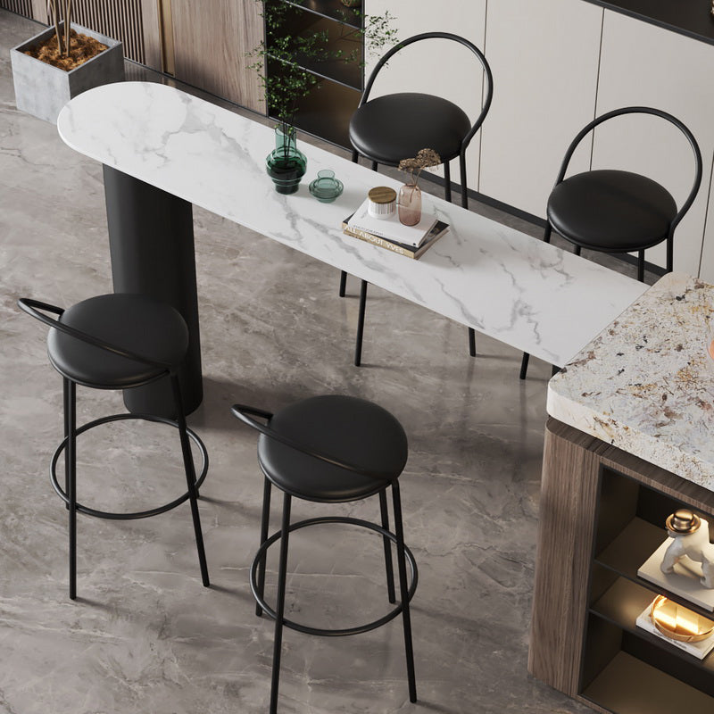 White Modern Style Table in Faux Marble and Metal Milk Tea Shop Bar Table Clearhalo 'Bar Furniture' 'Bar Tables' 'bar_tables' 'furn' 'furn_bar_tables' 'Furniture' 'furniture_bar_tables' 'Kitchen & Dining Furniture' 4655959