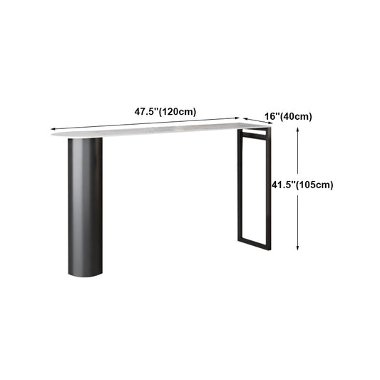 White Modern Style Table in Faux Marble and Metal Milk Tea Shop Bar Table Clearhalo 'Bar Furniture' 'Bar Tables' 'bar_tables' 'furn' 'furn_bar_tables' 'Furniture' 'furniture_bar_tables' 'Kitchen & Dining Furniture' 4655961