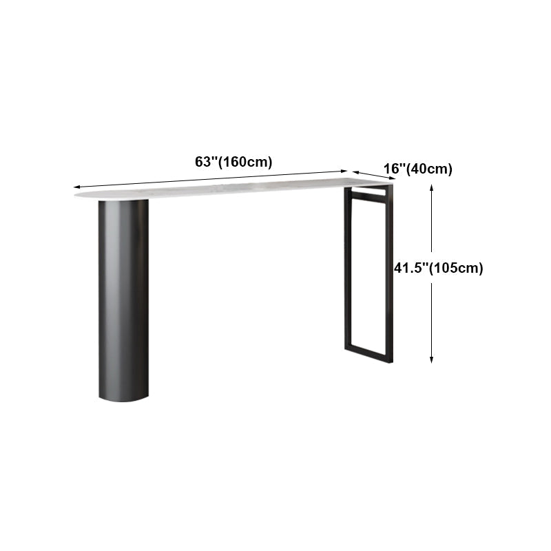 White Modern Style Table in Faux Marble and Metal Milk Tea Shop Bar Table Clearhalo 'Bar Furniture' 'Bar Tables' 'bar_tables' 'furn' 'furn_bar_tables' 'Furniture' 'furniture_bar_tables' 'Kitchen & Dining Furniture' 4655963