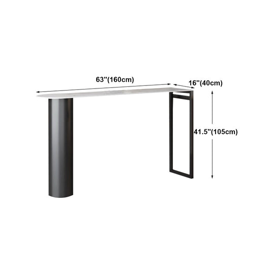 White Modern Style Table in Faux Marble and Metal Milk Tea Shop Bar Table Clearhalo 'Bar Furniture' 'Bar Tables' 'bar_tables' 'furn' 'furn_bar_tables' 'Furniture' 'furniture_bar_tables' 'Kitchen & Dining Furniture' 4655963