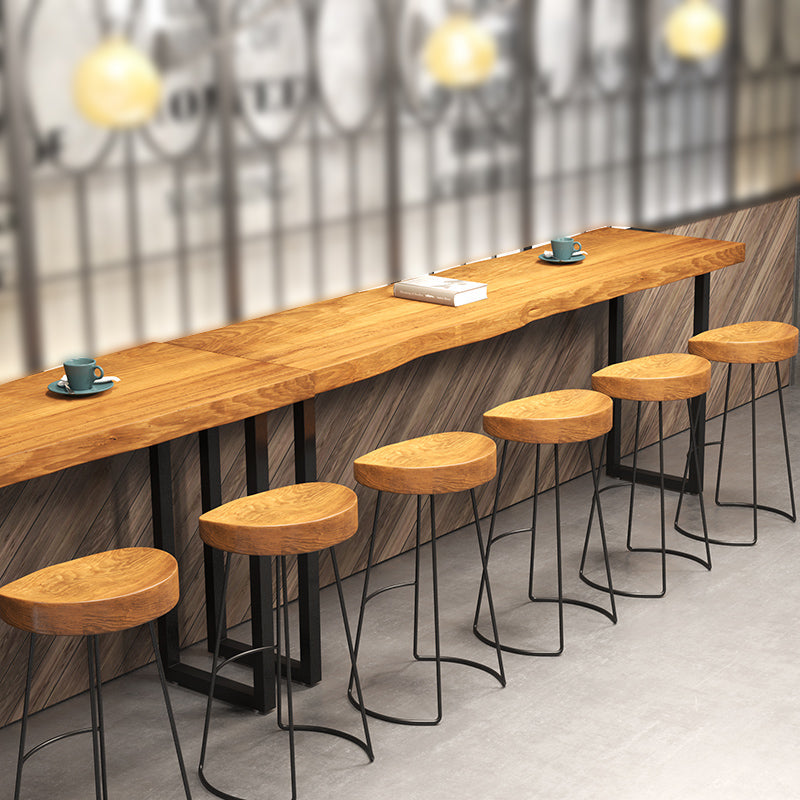 Specialty Brown Modern Style Bar Table Solid Wood and Iron Coffee Shop Bar Table 70.9"L x 15.7"W x 41.3"H Without Chairs Clearhalo 'Bar Furniture' 'Bar Tables' 'bar_tables' 'furn' 'furn_bar_tables' 'Furniture' 'furniture_bar_tables' 'Kitchen & Dining Furniture' 4655966