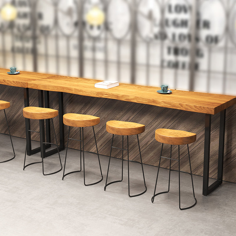 Specialty Brown Modern Style Bar Table Solid Wood and Iron Coffee Shop Bar Table 55.1"L x 15.7"W x 41.3"H Without Chairs Clearhalo 'Bar Furniture' 'Bar Tables' 'bar_tables' 'furn' 'furn_bar_tables' 'Furniture' 'furniture_bar_tables' 'Kitchen & Dining Furniture' 4655968