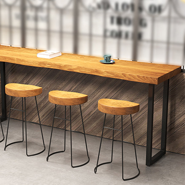 Specialty Brown Modern Style Bar Table Solid Wood and Iron Coffee Shop Bar Table Clearhalo 'Bar Furniture' 'Bar Tables' 'bar_tables' 'furn' 'furn_bar_tables' 'Furniture' 'furniture_bar_tables' 'Kitchen & Dining Furniture' 4655970