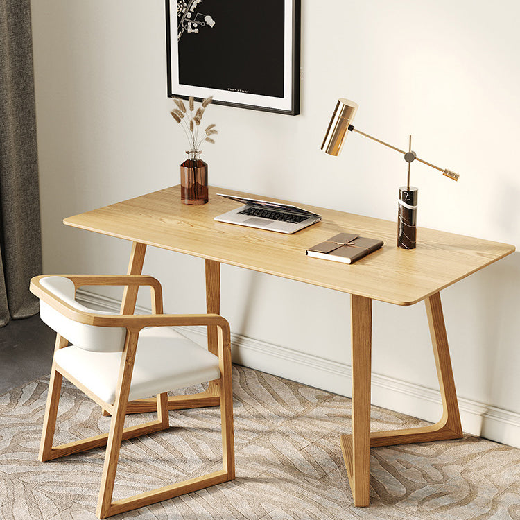 Modern Pine Wood Table for Restaurant Rectangle Indoor Table with Double Pedestal 47.2"L x 23.6"W x 29.5"H Without Chairs Clearhalo ' dining_table' 'Dining Tables & Seating' 'Dining Tables' 'furn' 'furn_dining_table' 'Furniture' 'furniture_dining_table' 'Kitchen & Dining Furniture' 'kitchen&dining_furn' 'kitchen' 'kitchen_dining_table' 4655980