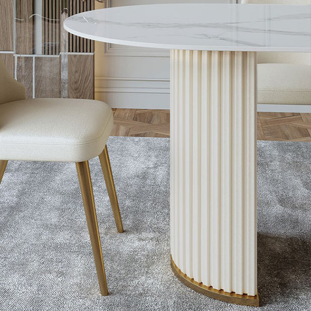 Metal Modern Oval Dining Table White Sintered Stone Top Table with Double Pedestal Clearhalo ' dining_table' 'Dining Tables & Seating' 'Dining Tables' 'furn' 'furn_dining_table' 'Furniture' 'furniture_dining_table' 'Kitchen & Dining Furniture' 'kitchen&dining_furn' 'kitchen' 'kitchen_dining_table' 4655999