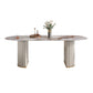 Oval Sintered Stone White Tone Dining Table Modern Double Pedestal Table for Dining Room Brown Without Chairs Clearhalo ' dining_table' 'Dining Tables & Seating' 'Dining Tables' 'furn' 'furn_dining_table' 'Furniture' 'furniture_dining_table' 'Kitchen & Dining Furniture' 'kitchen&dining_furn' 'kitchen' 'kitchen_dining_table' 4656021