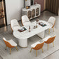 Oval Sintered Stone White Tone Dining Table Modern Double Pedestal Table for Dining Room White 70.9"L x 35.4"W x 29.5"H Without Chairs Clearhalo ' dining_table' 'Dining Tables & Seating' 'Dining Tables' 'furn' 'furn_dining_table' 'Furniture' 'furniture_dining_table' 'Kitchen & Dining Furniture' 'kitchen&dining_furn' 'kitchen' 'kitchen_dining_table' 4656022
